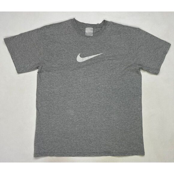 VINTAGE Nike Big Center Swoosh T-shirt Men XL Gray Short Sleeve 90s - Picture 1 of 5